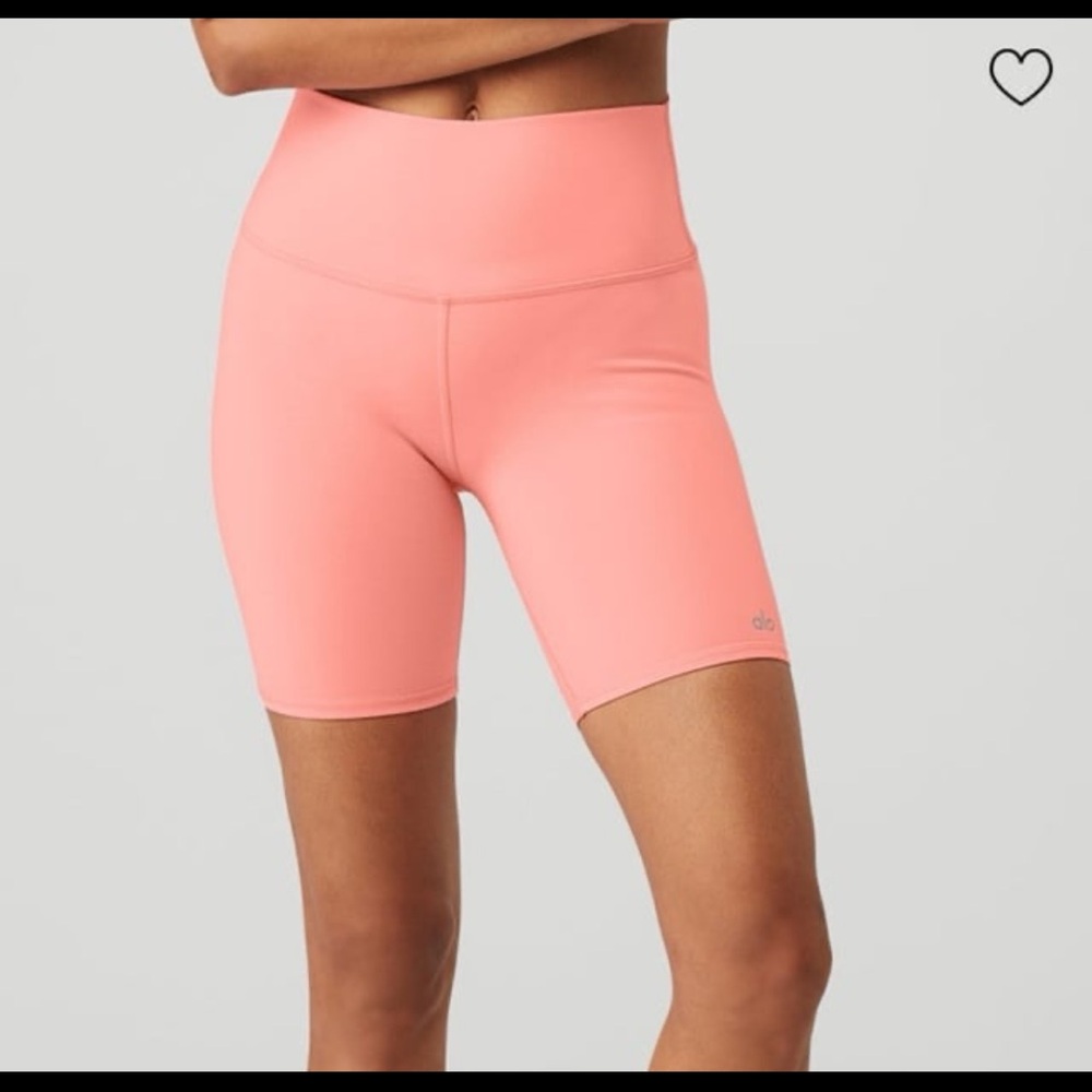 ALO Yoga Women's Bike Shorts in Coral Pink